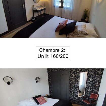 Chambre lit double 160/200 logement rez-de-jardin